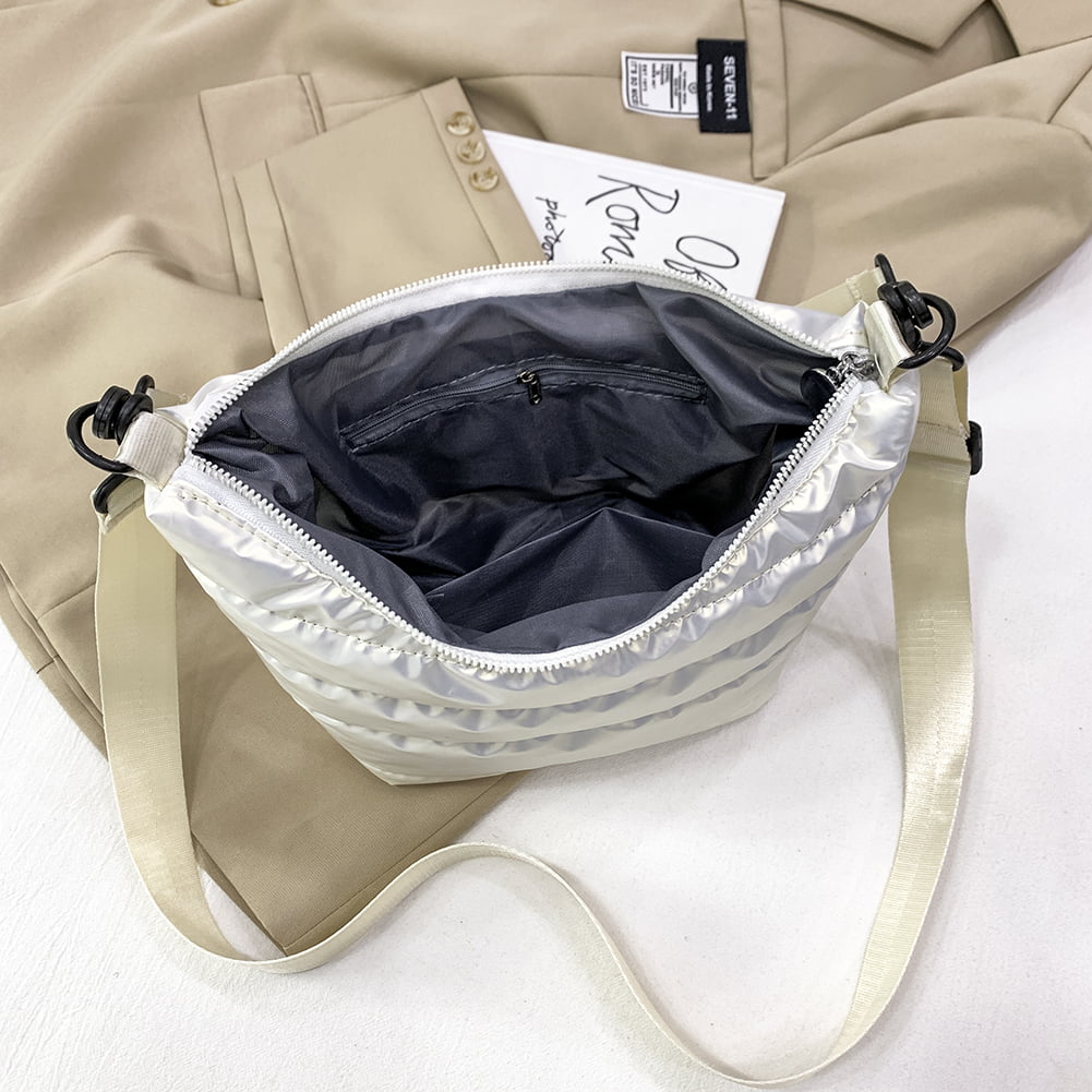 Loygkgas Unisex Adult Space Padded Nylon Messenger Bag Solid Color