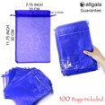 thumbnail image 4 of Allgala 100 Count Orangza Gift Party Favor Bags with Drawstring-8x12 Inch-Blue-PF53406, 4 of 4