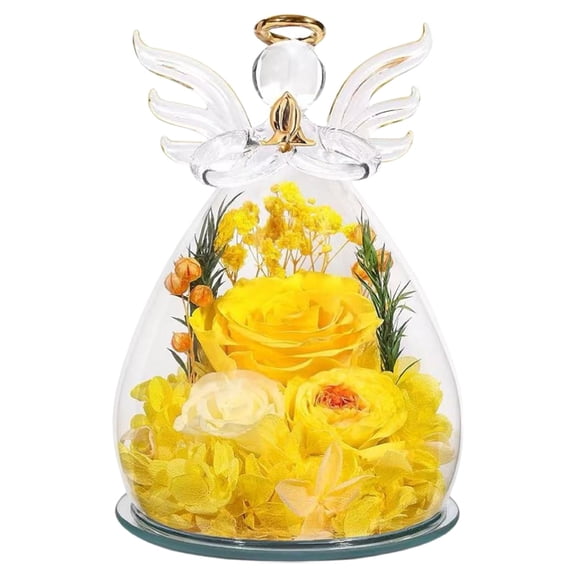 Gifts for Women Mom Preserved Rose Forever Flower in Glass Angel Figurine Fresh Flowers for Delivery Birthday Gifts for Grandma Wife Sister Eternal Roses, Mothers Day Gifts