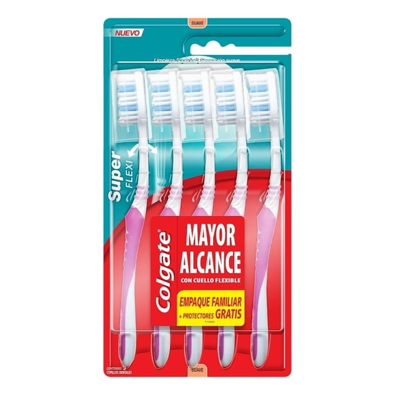 Cepillo Dental Colgate Super Flexi Mayor Alcance Limpieza Superior 5 pzas