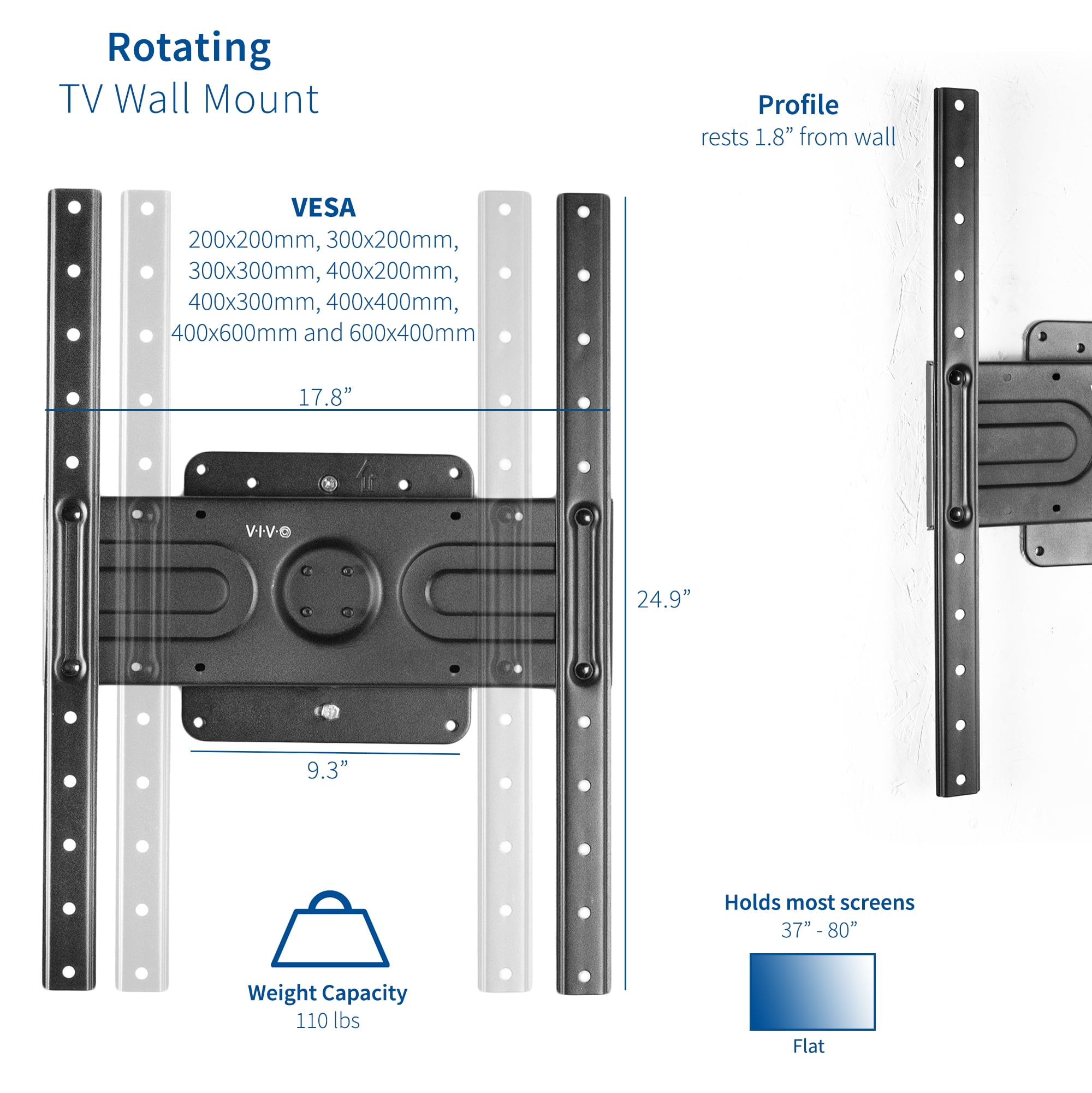VIVO Rotating 37" to 80" TV Wall Mount for Flat Panel Screens