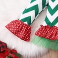 thumbnail image 4 of Baby Girl Christmas Outfits Plaid Print Flare Long Sleeve Mesh Ruffle T Shirt Bell Bottom Outfit, 4 of 7