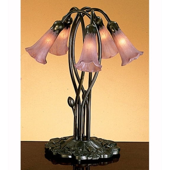 16.5"H Cranberry Pond Lily 5 Lt Accent Lamp