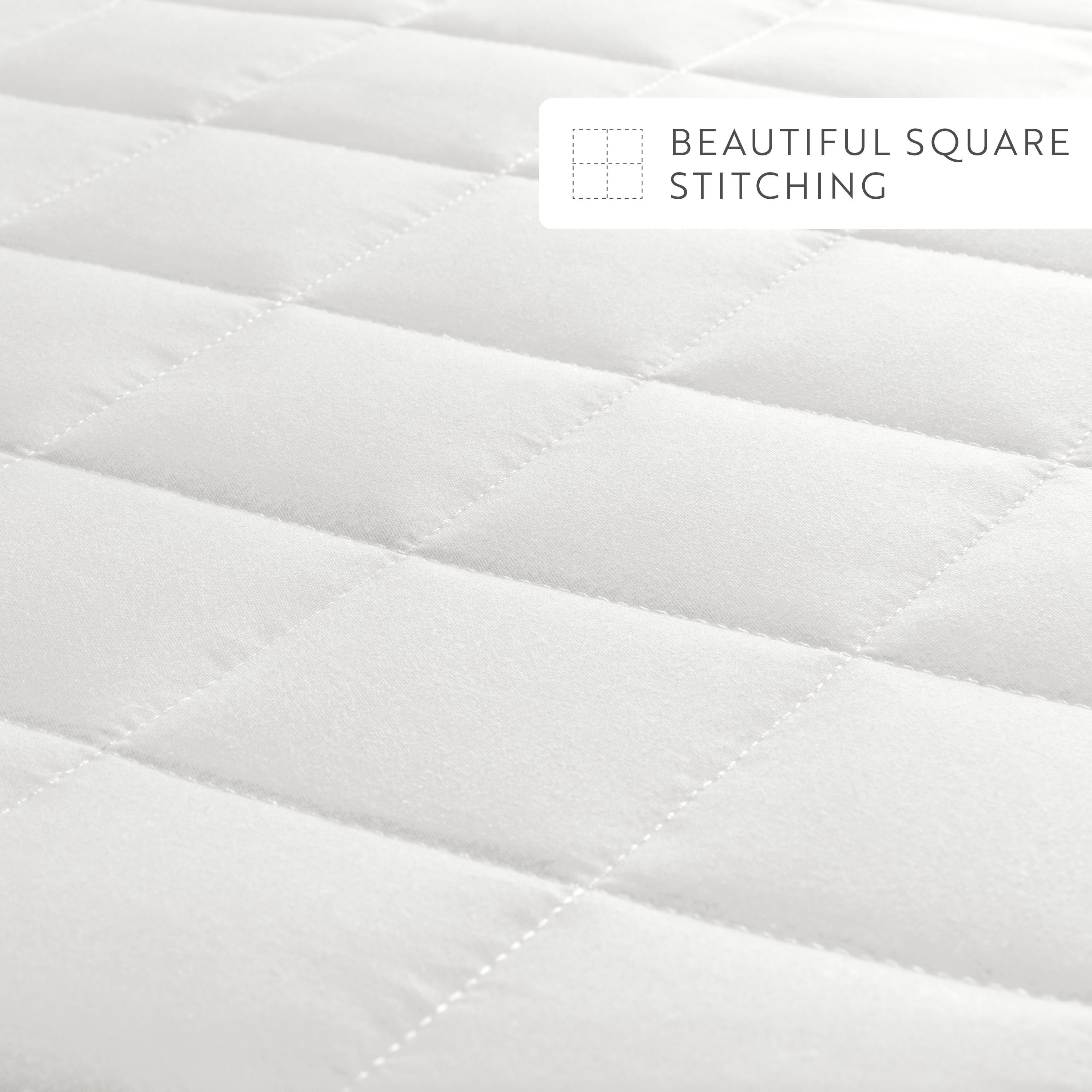Noble Linens White Square Pattern Quilted Coverlet Set, Full/Queen