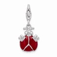 thumbnail image 3 of 925 Sterling Silver CZ Rhodium Plated 3-D Enameled Lady Bug With Lobster Clasp Cha; for Adults and Teens; for Women and Men, 3 of 4