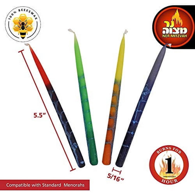 Ner Mitzvah Multicolor Beeswax Hanukkah Candles, 45-Pack photo 4