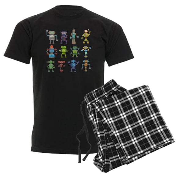 CafePress - Robots By Phil Atherton Men's Dark Pajamas - Men's Dark Loose Fit Cotton Pajama Set
