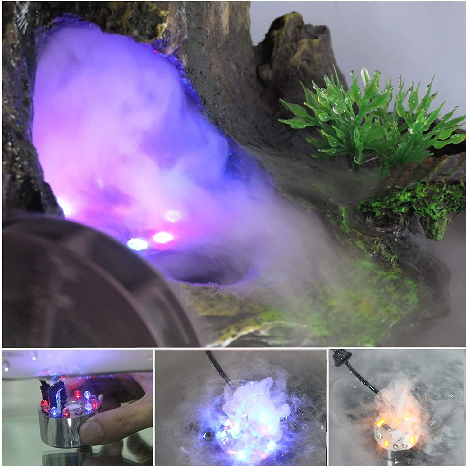 400mL/H Original Mini Mist Maker Fogger with 12 LED Lights Water Pond Garden Fountain Fogger Indoor Outdoor Fountain Accessories Fog Machine Atomizer Air Humidifier - Walmart.ca