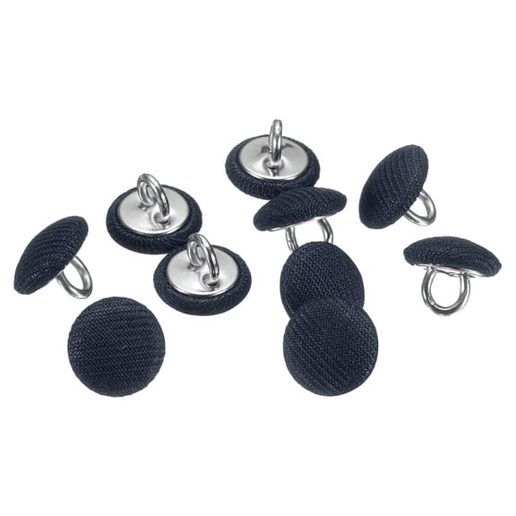 Uxcell 10pcs 16L Fabric Cloth Covered Button 10mm 3/8" Round Metal Shank Satin Sewing DIY Craft Buttons for Bridal Wedding Suits Dress Blouses Sweaters, Navy Blue