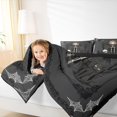 thumbnail image 3 of Manfei Halloween Gothic Skeleton Full Size Comforter Sets 3-Piece, Festival Spooky Black Cat Bedding Comforter Set, Gray Black White,Black Reversible,1 Comforter and 2 Pillowcases, 3 of 6
