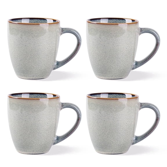 AmorArc Ceramic Coffee Mugs Set of 4, 12oz Stoneware Coffee Mugs Set For Dad Mom Women MEN, Light Weight Coffee Cups for Latte/Tea/Beer/Hot Cocoa, Dishwasher & Microwave Safe,Green Wheat