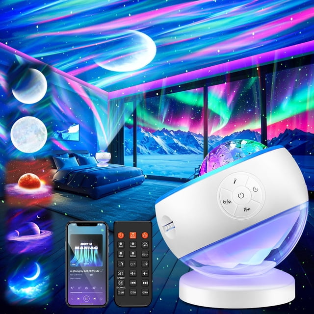 Proyector de luz nocturna Staryou con sonidos de auroras boreales