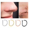 thumbnail image 2 of Anillo de acero inoxidable hipoalergénico para hombres y mujeres, aro de tornillo, Clip de nariz en forma de D, joyería de Piercing, 20G, 2 of 4