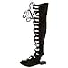 thumbnail image 3 of Cape Robbin Womens Open Toe Lace Up Gladiator Over The Knee Thigh High Caged Flat Sandal Boot,Black,8, 3 of 4