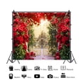 thumbnail image 2 of SUNOLIFE Red Floral Wall Backdrops Banner Flower Garden Photography Background for Party Decorations 8x6ft, 2 of 4