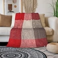 thumbnail image 3 of Plaid Red Grey Tartan Material As Fuzzy Stripes Blanket s for Women and Men, Soft Warm Throw Blanket and Fleece Flannel Blanket for Couch Bed Living Room Decor 50x60 Inch, 3 of 6
