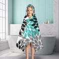 thumbnail image 6 of Black Turquoise and Gray Floral Pattern Hooded Bath Towel，50"x30" for Ages 3 To 12 Kids, Quick Dry Lightweight Soft Microfiber Hood Beach Towel Cover Up for Kids, 6 of 7