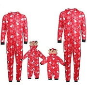 AmShibel Christmas Family Matching Family Jumpsuits, One-Piece Hooded Zip-Front Romper Xmas Pjs Snowman Printed Pajamas