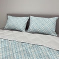 thumbnail image 2 of Geometric Comforter & Sham Bedding Set, Triangle Design with Square Shapes in Pastel Colors Traditional Patchwork, 3 pcs Duvet Set Microfiber Filling Quilt, 5 Sizes, Cream Pale Blue, by Ambesonne, 2 of 4