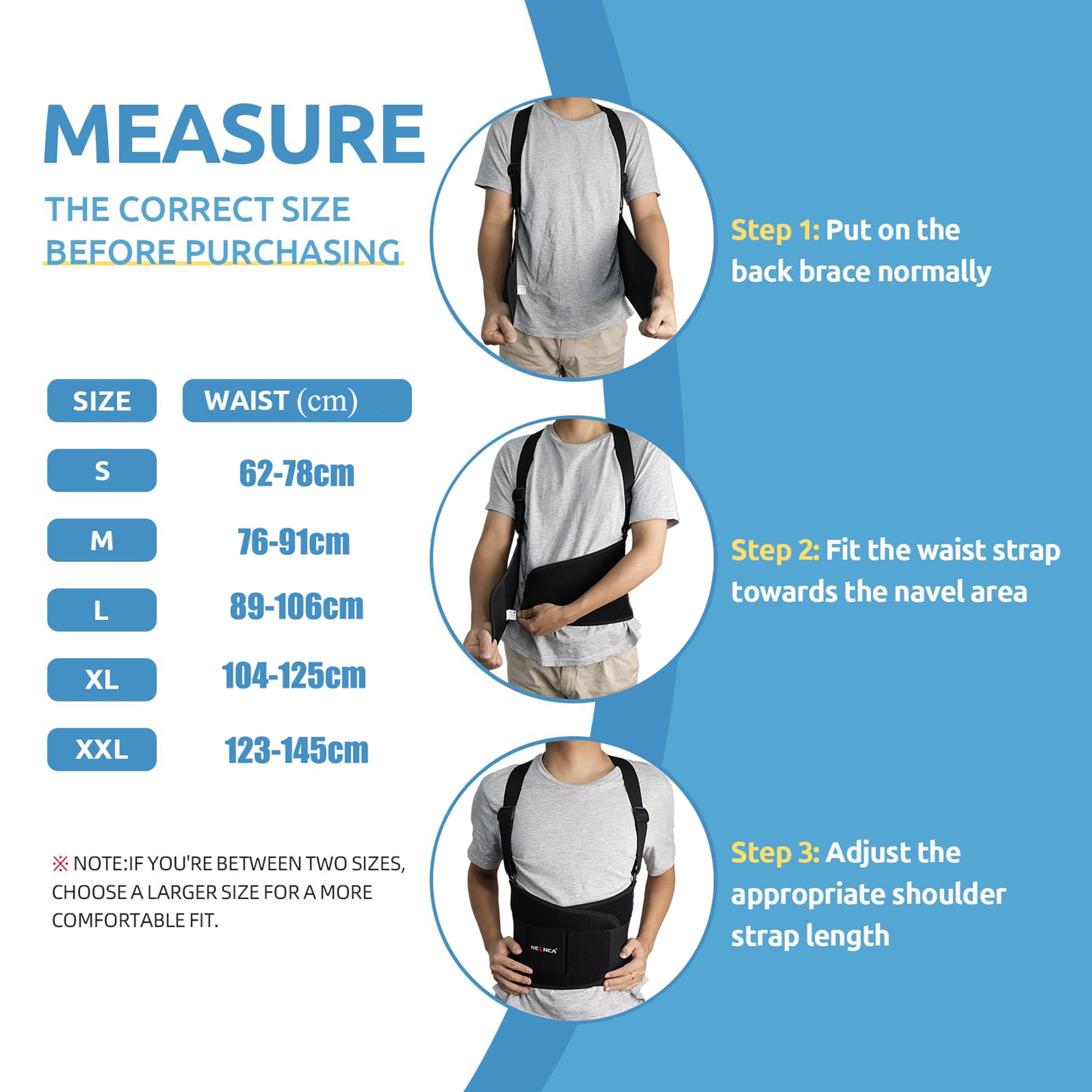 NEENCA Work Back Brace with Suspenders - Industrial Lower Back Support Belt for Lifting, Pain Relief, Posture Correction (Black, XXL)