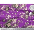 thumbnail image 2 of Soimoi Purple Moss Georgette Fabric Leaves & Rose Floral Print Fabric by the Yard 42 Inch Wide, 2 of 3