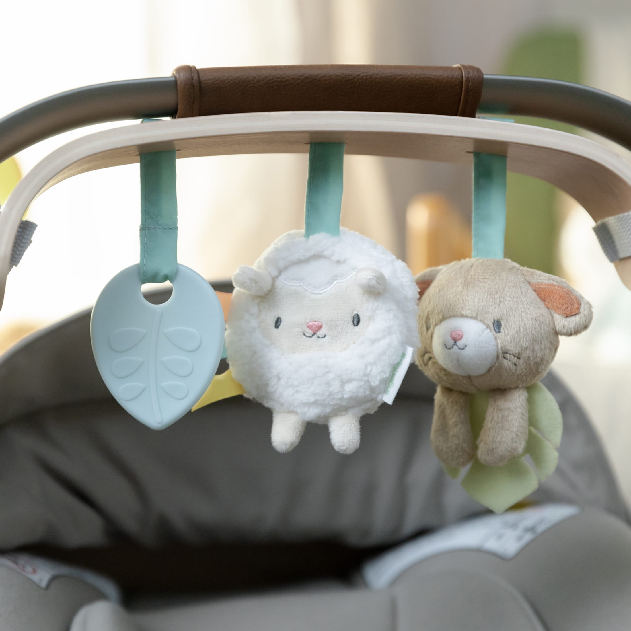 Ingenuity Soothing Essentials Wood Carrier Toy Bar - For Ages 0-12 Months, Unisex