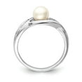 thumbnail image 2 of White Sterling Silver Ring Band Pearl Diamond Round Freshwater, 2 of 3