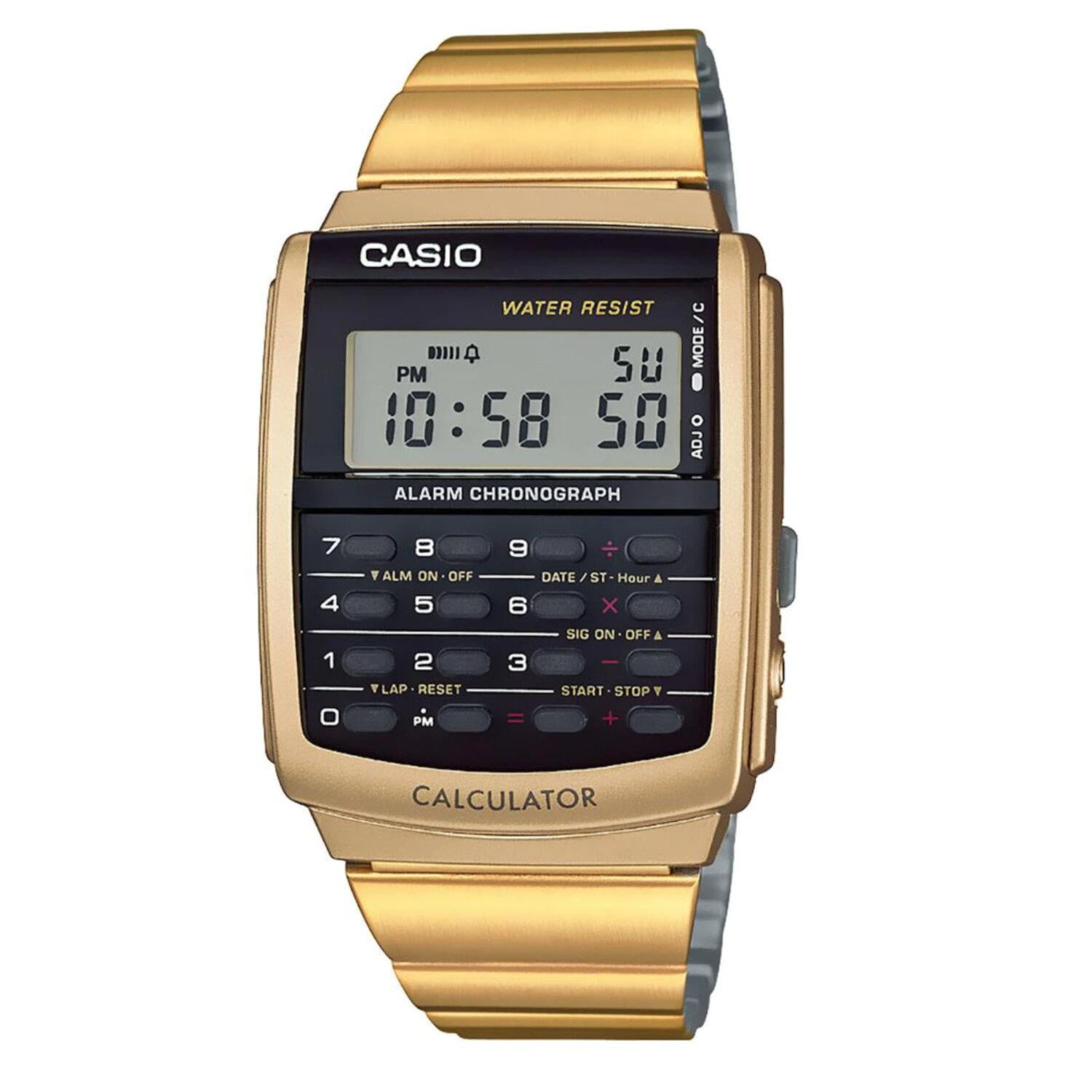 Reloj CASIO CA 506G 9AVT Vintage Dual Time Dorado dorado 47 mm Casio Vintage Digital con Calculadora Caballero Mod. CA 506G 9A Walmart en linea