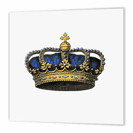 3dRose Navy Blue Crown - Vintage art - royal - royalty - gold kings or princes crown with pearls and cross, Iron On Heat Transfer, 8 by 8-inch, For White (Best Iron On Transfer Paper For Dark Shirts)
