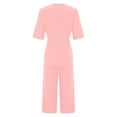 thumbnail image 5 of Zpanxa Jumpsuits for Women Casual Summer Fashionable and Comfortable Solid Color Short Sleeved V-neck Jumpsuit Pink XXL, 5 of 6