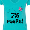 thumbnail image 4 of Inktastic 75th Birthday 75 Rocks Women's V-Neck T-Shirt, 4 of 5