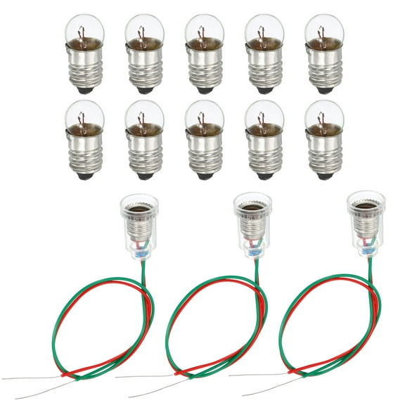 Uxcell E10 Screw Base Miniature Bulbs 6.2V Warm Yellow Light Mini Lamps with Lamp Holders 1 Set