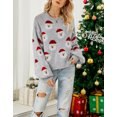 thumbnail image 2 of Christmas Sweaters for Women Juniors Cute Santa Claus Patch Trendy Pullover Sweters Lantern Sleeve Cropped Sweater Shermie, 2 of 6