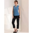 thumbnail image 2 of DARING DIVA Sleeveless Pleated Front Work Office Blouse XS Blue Gray, 2 of 6