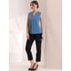 thumbnail image 2 of Blusa de oficina de trabajo con cuello en V plisado sin mangas para mujer Allegra K Gris azulado L, 2 of 6