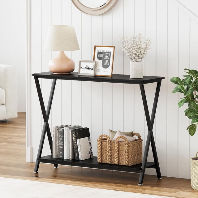 IdeaHouse Narrow Sofa Table - 33.5" Sofa Tables Entryway Table Narrow Console Table Industrial Design Entryway Console Table for Hallway Living Room Bedroom