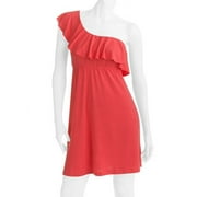 Juniors Plus Knit One Shoulder Ruffle Dress