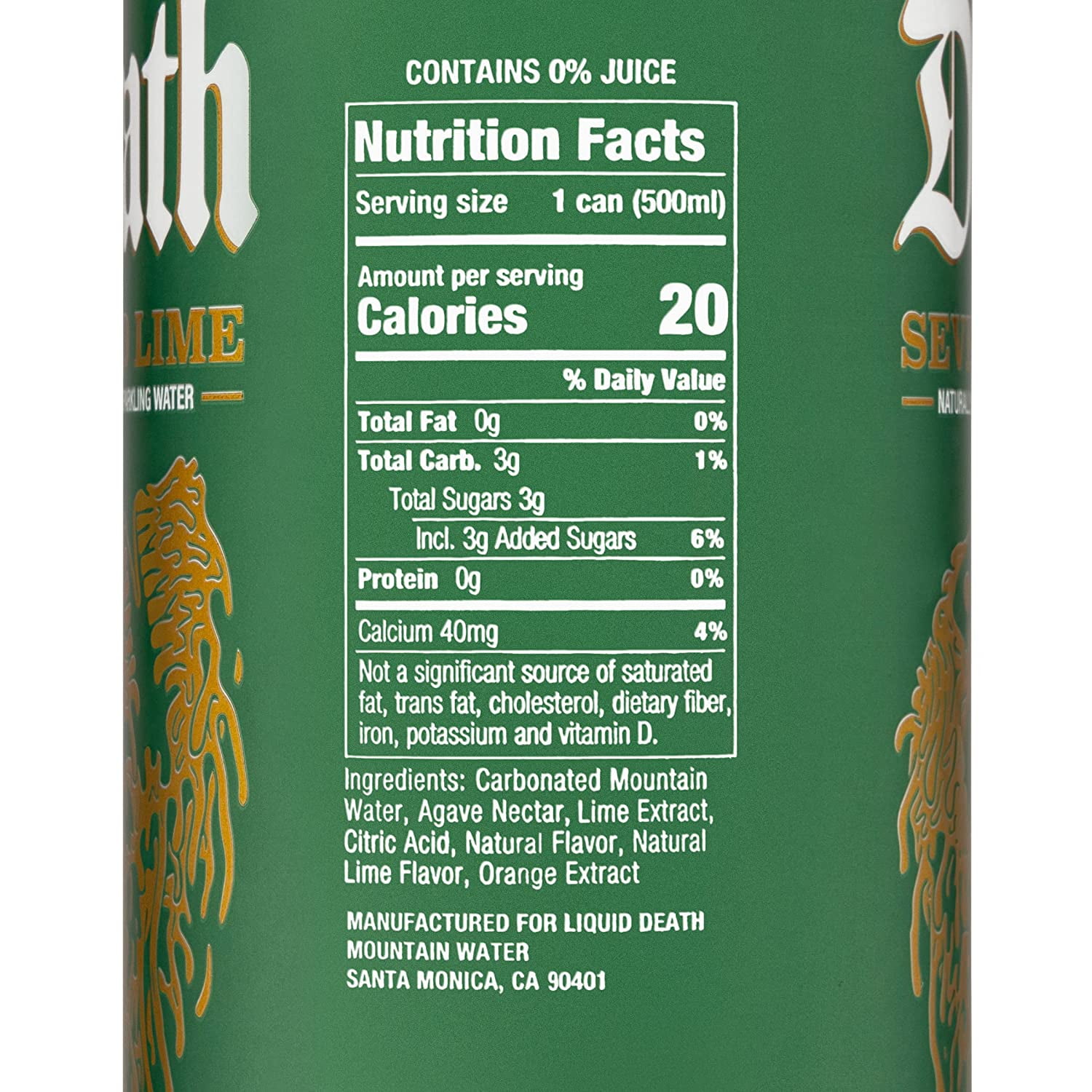 Liquid Death Sparkling Water, Severed Lime, 16.9 fl oz, 12 Count