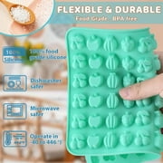 Gummy Fruit Molds Silicone, Mini Cute Fruit Shaped Candy Chocolate Tray Molds With 2 Droppers, 4 Pack 264 Cavities Non-stick Bite Size Kids Apple Molds, Easy to Release DIY Candy Making Kit