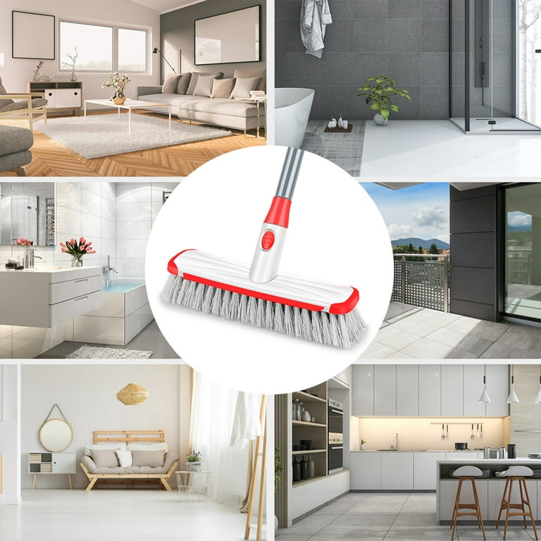MR.SIGA Heavy Duty Grout Scrub Brush with Long Handle, Shower Floor Scrubber for Cleaning, Tile Scrub Brush with Stiff Bristles