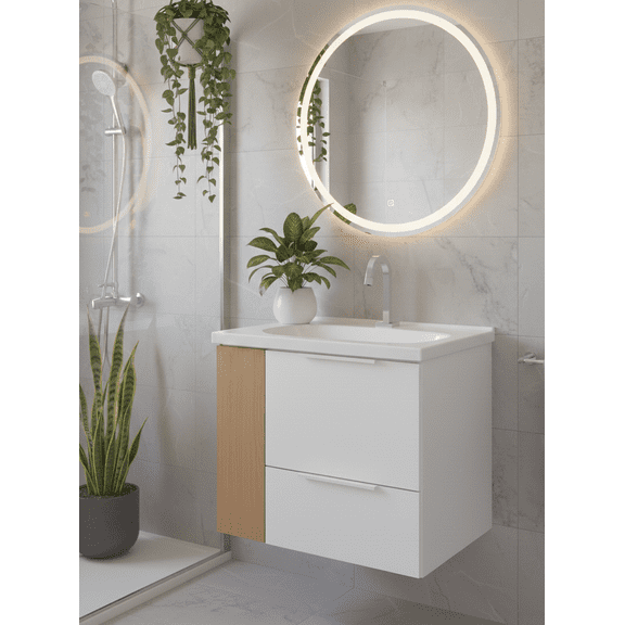 Mueble de Baño Madik con Lavabo y Estante Lateral Izquierdo Color Blanco 102873