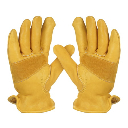 Men's Work Cowhide Gloves Gardening Digging Planting Leather Working Gloves Plant Flower Pruning Protective Glove Driver Security Non-Slip Protection Wear Safety Workers Welding Motorcycle