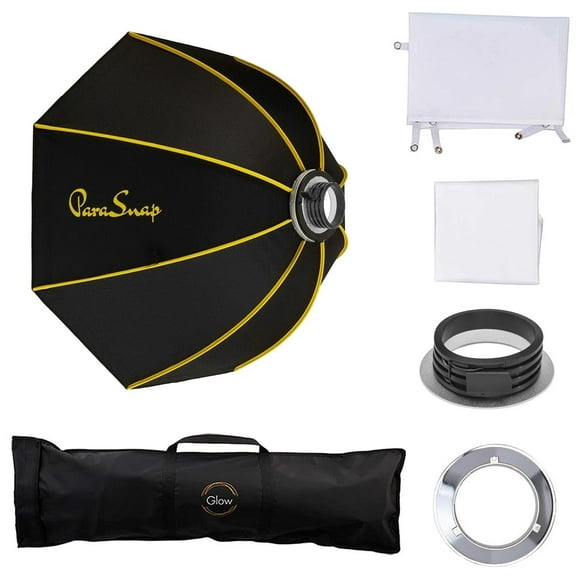 Glow ParaSnap 44" Octa SterlingFibre Bowens Mount Softbox with 144mm Profoto Mount Speedring, This Parabolic Softbox with Quick Speedring Swap is an Ideal Soft Box