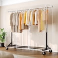 thumbnail image 5 of HOKEEPER Heavy Duty Clothing Rack with Cover 450 lbs Capacity Adjustable Z Base Garment Rack, Rolling Metal Clothes Rack with Wheels, Commercial Grade No-Gap Zippered Dust Cover, 65"-71" Height, 5 of 8