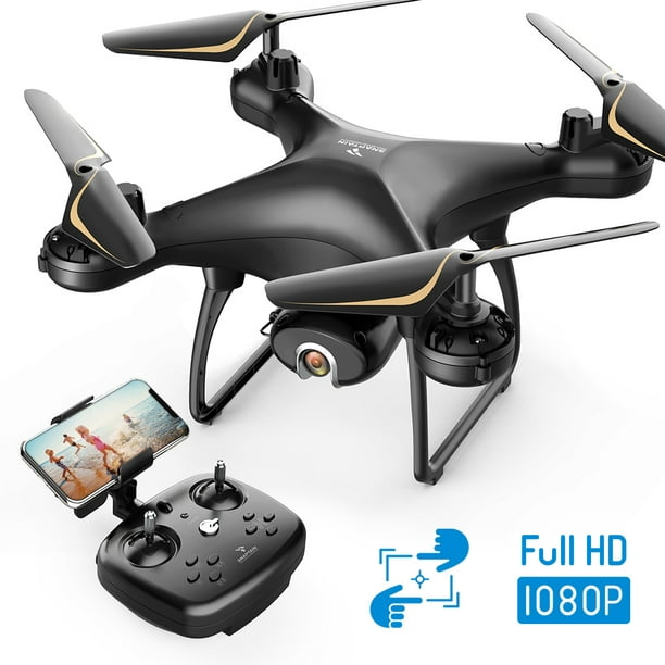SNAPTAIN SP650 HD 1080P Drone with Camera for Adults/Beginners, Live Video Camera Drone with Voice Control, Gesture Control, Circle Fly, High-Speed Rotation, Altitude Hold, Headless Mode Black