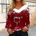 thumbnail image 2 of Patlollav Christmas Tops for Ladies,Womens Plush Tops Long Sleeve Slim Fitting Bottom T-Shirt Gift, 2 of 6