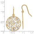 thumbnail image 2 of Beautiful 14K & Rhodium Diamond-cut Filigree Circle Wire Earrings, 2 of 2