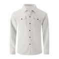 thumbnail image 5 of OGLCCG Men's Waffle Shirt Jacket Long Sleeve Lightweight Button-Up Jacket with Flap Pockets Solid Color Casual Shacket Jacket, 5 of 6