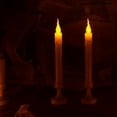 thumbnail image 3 of 2 Pack Flameless Ivory Real Wax Taper Window Candles with Removable White Candleholders  10” Flickering Battery Operated Wax-Dipped LED Candles for Home Desktop Decoration, 3 of 6