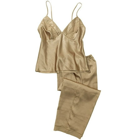 Women's Plus Satin Sleep Cami and Crop-Length Pants